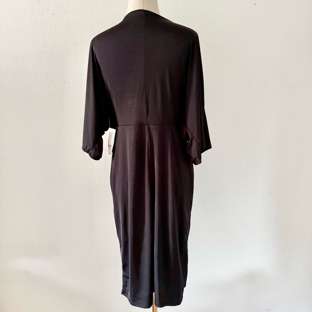 New NY&Co Front Twist Dolman Sleeve Knee Length Dress Black Women's Size Medium - Picture 7 of 8